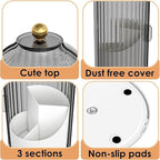 Dustproof Toothbrush Holders with Cover, Rotating Electric Toothbrush and Toothpaste Holder for Bathroom Countertop, 3 Slots 