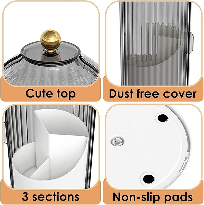 Dustproof Toothbrush Holders with Cover, Rotating Electric Toothbrush and Toothpaste Holder for Bathroom Countertop, 3 Slots 