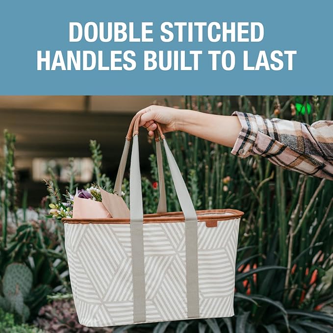 CleverMade Collapsible LUXE Tote - Reusable Grocery Shopping Storage Bag Organizer w/Handles Reinforced Bottom