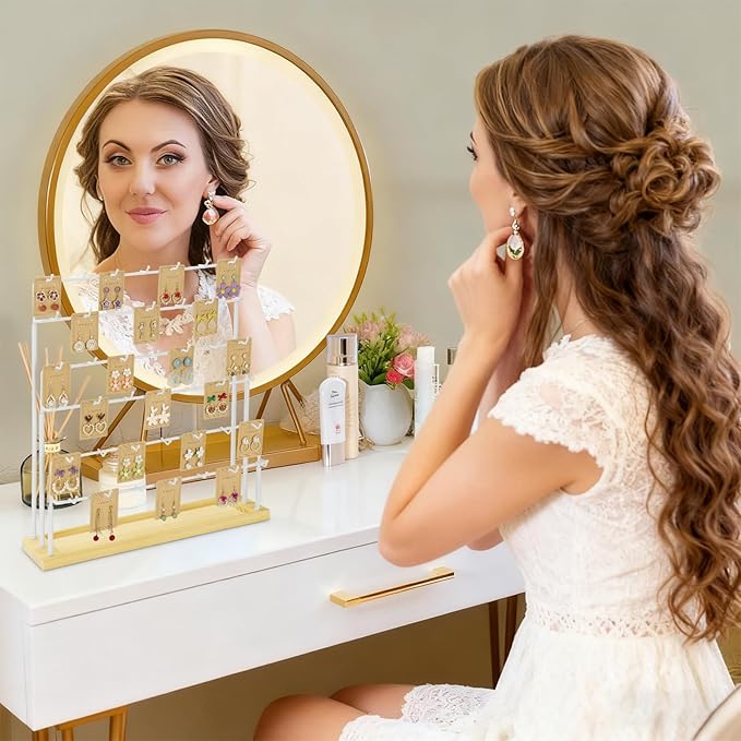 Earring Display for Vendors,6 Tiers 42 Hooks Jewelry Rack Display Holder Stand, Earring Organizer Holder for Necklaces Rings 