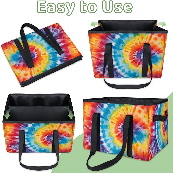 Reusable Grocery Bags Heavy Duty Shopping Bags Foldable Large Tote Bags with Long Handles & Hard Bottom