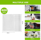 Bonsenkitchen Vacuum Sealer Bags,400 Quart 8" x 12" Precut Food Sealer Bags, Commercial Grade, BPA Free, Heavy Duty, Customiz