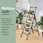 WOA WOA 4 Step Ladder for 10 Feet High Ceiling, Lightweight Foldable Ladder with Non-Slip Wide Pedals, Step Stool with Safe H