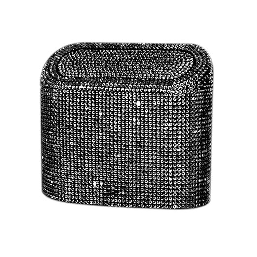 Sparkly Car Trash Car,Hanging Garbage Can with Lid Bling Rhinestone Trash Bin,Litter Container for Vehicle,Office,Home (Black)