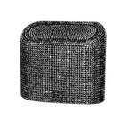 Sparkly Car Trash Car,Hanging Garbage Can with Lid Bling Rhinestone Trash Bin,Litter Container for Vehicle,Office,Home (Black)