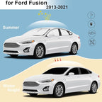 KMF 8pcs Thicken Sun Shades for Ford Fusion 2013-2021 Accessories, Full Car Window Covers Sunshade for Windshield Side Rear, UV Block and Privacy Blackout for Camping Outdoor