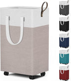 HomeHacks 75L Rolling Laundry Basket with Wheels, Collapsible & Waterproof Laundry Hamper, Mobile Clothes Hamper, Storage Lau