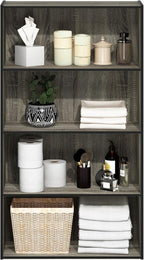 Furinno PASIR Book Shelf, 4-Tier Bookshelf, Bookcase with Open Shelf, 9.4 x 23.6 x 41.7, for Living Room, Bedroom, Home Offic
