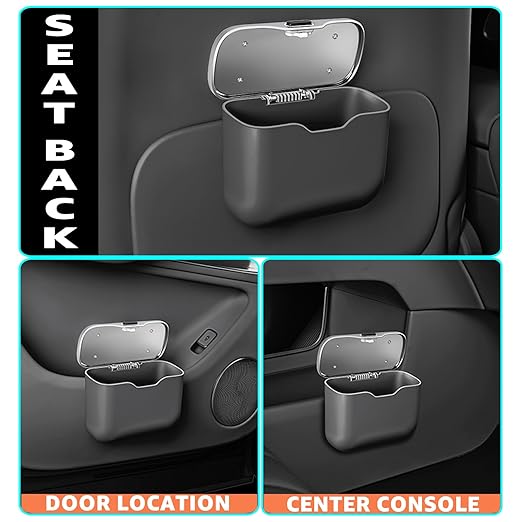 HOLDCY Car Trash Can, Waterproof Multi‑Functional Auto Trash Bin for Door/Console/Seat Back, Universal Vehicle Garbage Can for Car/Truck/SUV Drivers (Black)