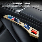 Hovom 2PCS Car Seat Gap Filler Organizer, Multi-purpose Automotive Seat Gap Storage Organizer for Key Phone Card, Auto Seats Crevice Filler Stop Things from Dropping, Car Accessories (Beige)