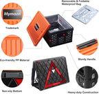 Mymazn Trunk Organizer Plastic for Car, Crate Storage Collapsible Car Organizer for SUV, Groceries, Camping | with Lid,