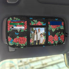 Car Sun Visor Storage Bag,Rose Tactical Car Visor Organizer with Zipper Adjustable Straps for SUV Truck Pickup Patrol Car Storage