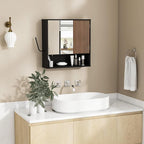 Bathroom Wall Cabinet With Mirror,wall mounted bathroom cabinet,Medicine Cabinet with 2 Door ,Side Hook,Light and Adjustable 