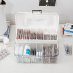 2 Pack Clear Bandages Organizer Container with Handle, Plastic Bandage and Tapes Storage Box for Bathroom Medicine Cabinet, F