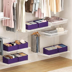 DIMJ Large Closet Shelf Organizer Bins 6 Packs with Handles and Divider, Fabric Trapezoid Storage Baskets, Foldable Clothes C