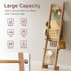 REFGY 5-Tier Blanket Ladder Shelf, 5.3FT (63'') Wall Leaning Blanket Ladders for Living Room Bedroom, Decorative Quilt Rack w