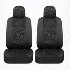 BDK Black Leopard Car Seat Covers for Front Seats, Animal Print Front Seat Cover Set with Matching Headrest, Sideless Design 