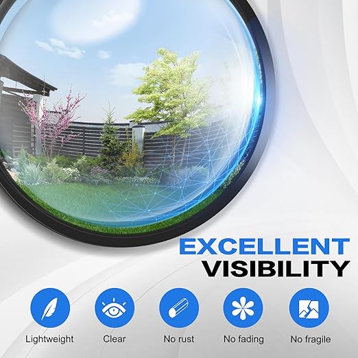 12” Acrylic Convex Mirror Convex Security Corner Mirrors, Adjustable Fixing Bracket with Wide Angle, Indoor Outdoor Curved Safety Mirror for Room Driveway Parking Garage Office