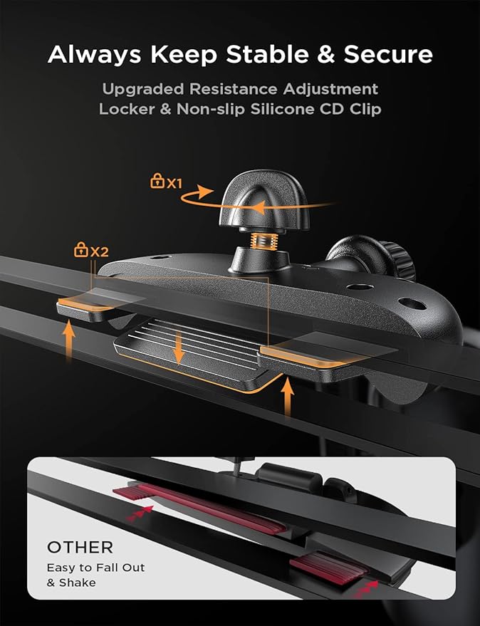 LISEN CD Slot Phone Mount for Car, Adjustable CD Phone Holder for Car Phone Mount for iPhone Ultra Sturdy Vent Cell Phone Holder Mount for iPhone 16 Pro Max Plus Accessories (Silver) Kits