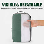 6 Set Compression Packing Cubes for Travel, Bonus Versatile Drawstring Backpack, Lightweight Luggage Organizer Bags, Sturdy T