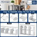 Mavivegue Book Shelf, 9 Cube Storage Organizer, DIY Bookcase, Metal Cube Bookshelf,Tall Book case for Bedroom, Living Room,Of