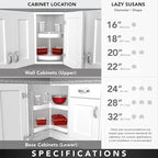 Rev-A-Shelf 20" Dual Shelf Lazy Susan D-Shaped for Corner Wall in Cabinet Kitchen Storage Organization, Turntable Storage Alm