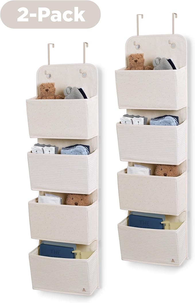 Delta Children GAP babyGap 2-Pack Over the Door Storage Organizer with 4 Pockets, Tan