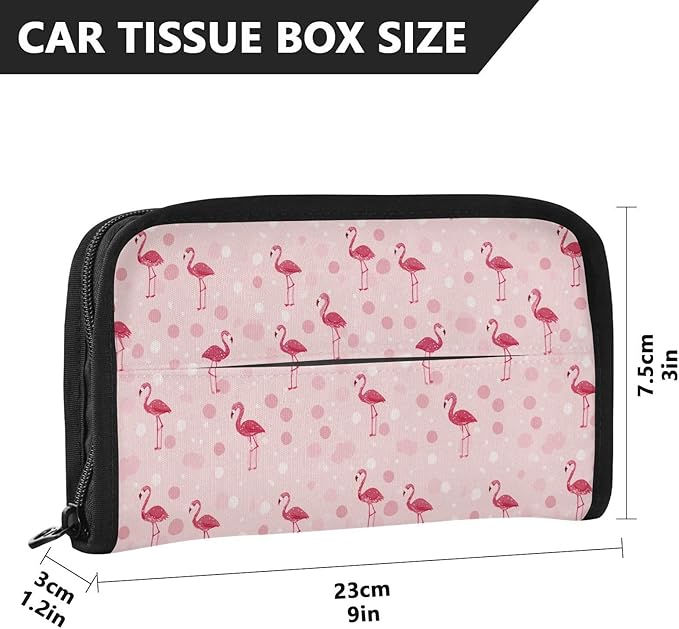 Car Tissue Holder Car Visor Organizer Tissue Box Holder for Car Sun Visor Organizer with Car Vehicle Accessories Essentials Interior for Women Men Pink Cute Flamingo Polka Dot