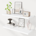 Dreamland 36" Floating Shelves for Wall, 12" Deep Slim White Floating Shelves, Wall-Mounted Shelves for Bedroom, Living Room,