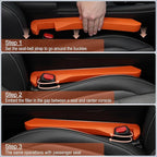 UREHEPO 2pcs Elastic Car Seat Gap Filler Organizer, Universal Interior Car Accessories to Stop Things from Dropping and Add Style for Car SUV and Truck, Fill The Gap Between Seat and Console - Orange