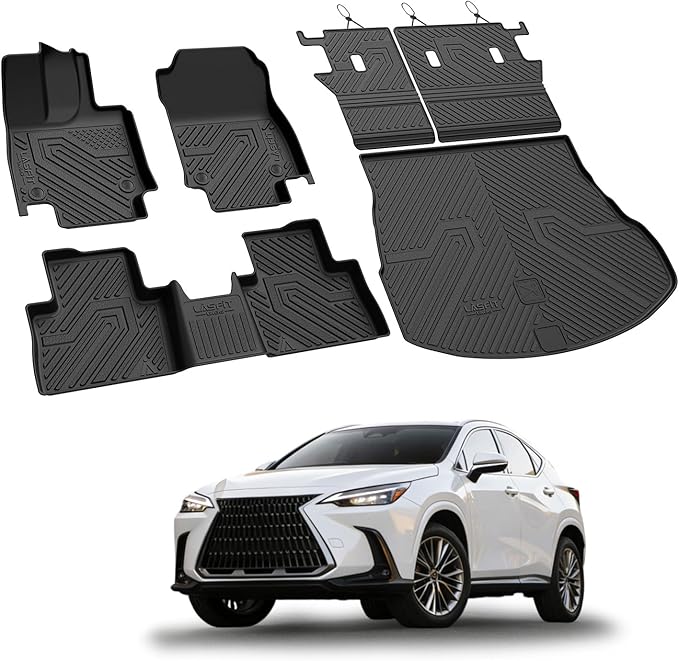 LASFIT Floor Mats for Lexus NX 350/ NX250/ NX 2022-2026 (Not Fit for NX350h/ NX450h+),All Weather Cargo Mats TPE Floor Liners&Backrest Mats for NX 350 Accessories, Trunk&Cargo Liners for NX 250