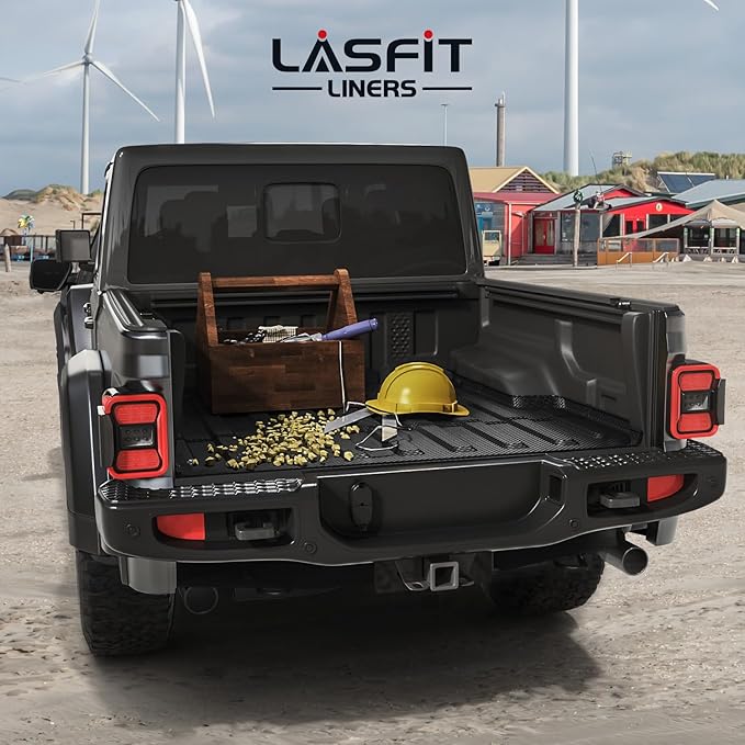 LASFIT 5FT Bed Liner for Jeep Gladiator JT 2026 2025 2024 2023 2022 2021 2020 (60 inches), All Weather TPE Custom Fit Truck Bed Mat Truck Cargo Bed Liner, Black