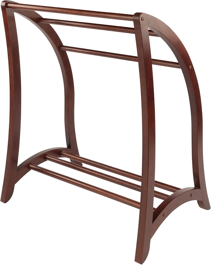 Winsome Wood Quilt Rack With 3 Rungs, Antique Walnut (94036)