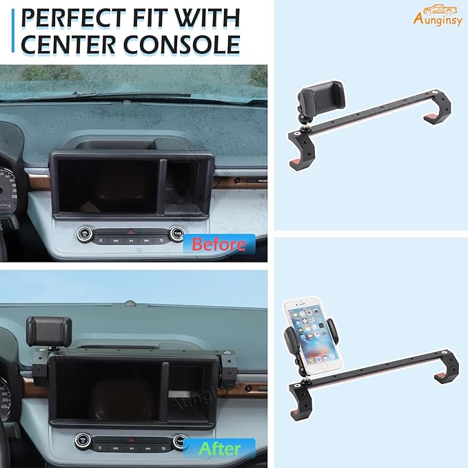 Aunginsy Dashboard Phone Holder Compatible with Ford Maverick 2022-2024, 8-inch Navigation Screen Upper Panel Fixed Clip 360° Rotation Mobile Phone Mount for Most Cell Smartphone Bracket Accessories