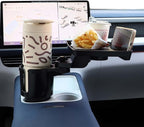 Car Large Cup Holder Expander, 3-in-1 Cupholder Extender with Swivel and Detachable Snack Food Tray Table for Eating, Travel 