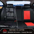 Coverado Leather Rear Seat Covers for Cars, Waterproof Back Seat Cover, Universal Automotive Seat Cushion Protector for Most 