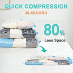 Vacuum Storage Bags with 3000Pa Wireless Pump for Travel, 12 Pack Vacuum Seal Bags for Clothing Travel, Compression Vacuum Ba