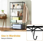 4 Pack Large Grid Wall Baskets with S-Hook - Gridwall Accessories Set Black Metal Hanging Shelf Basket Bins Organizer - Modul