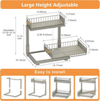Under Sink Organizer, High Adjustable 2 Tier Under Kitchen Sink Organizer, Multi-Purpose Storage Shelf for Kitchen Bathroom C