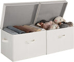 StorageWorks Closet Storage Bin with Lids, Decorative Storage Boxes with Handles, Fabric Storage Bins for Clothes, Jumbo, Mix