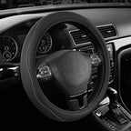 Road Comforts Leather Steering Wheel Cover with Decorative Trim and Piping, Anti-Slip Breathable Design, Fits 14.5–15 Inch Ro