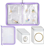 Travel Jewelry Organizer Transparent Jewelry Storage Book Set with Pocket Traveling Necklace Earring Organizer with Zipper fo