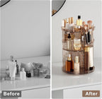 Rotating Makeup Organizer Countertop, DIY Adjustable Trays Spinning Skincare Organizers, Cosmetic Display Shelf with Perfume 