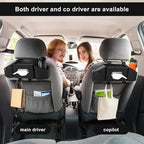 7-In-1 Car Seat Back Organizer with Cup Holders, Tissue Box, Garbage Can&Hooks, Multifunctional Headrest Storage Organizer, Headrest Cup Holder for Backseat, Car Accessories for Trips, Travels(Black)