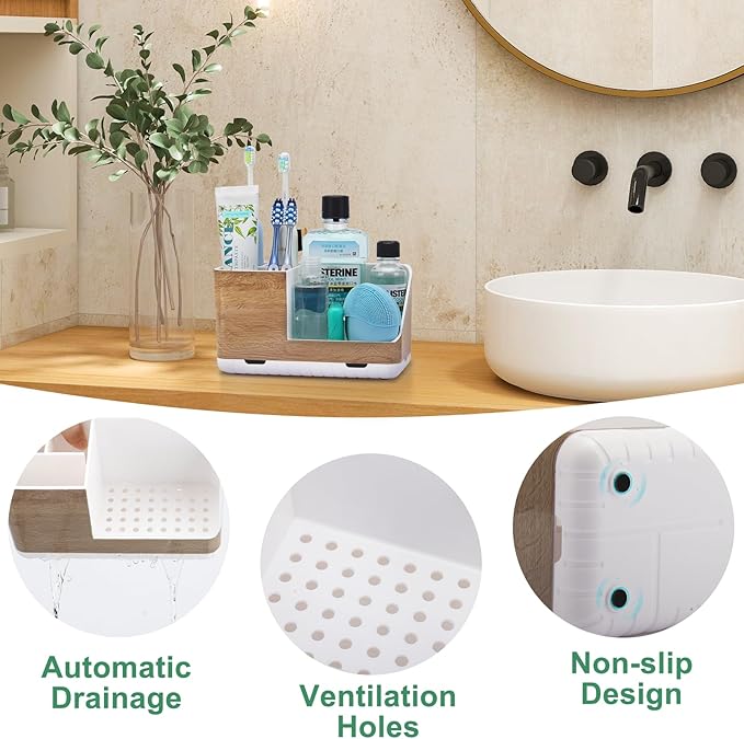 PARKMANI Toothbrush Holders for Bathrooms Countertop Organizer and Storage, Kids Electric Toothbrush and Toothpaste Holder, B