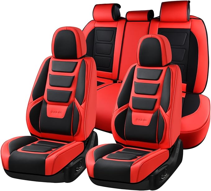 Coverado Car Seat Covers Full Set, Seat Covers for Cars, Front Seat Covers and Back Seat Cover Waterproof Leather Automotive 