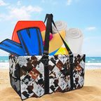 NGIL Extra Large Utility Tote Reusable Grocery Bag Oversized Collapsible for Groceries, Storage, Picnic, Beach (Cow Tile Print-Black)