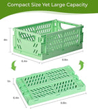 HUUSMOT 4-Pack Small Pastel Plastic Storage Baskets, Collapsible Crates for Organizing, Space-Saving Mini Bins for Classroom,