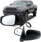 Left Driver side Mirror Fits 2016-2022 Toyota Tacoma With Power Glass, Heated, Turn Signal丨Without Blind Spot Detection Match to Midnight Black Metallic Replace TO1320349 (7Pins)