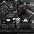 CAR PASS Piping Luxury Leather Seat Covers Full Set,5 Seats Anti-Slip Waterproof Seat Covers Compatible with Front Armrests,U